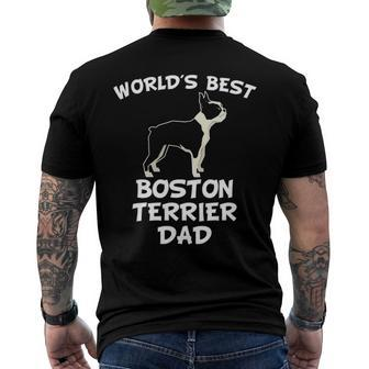 Worlds Best Boston Terrier Dad Dog Owner Men's Back Print T-shirt | Mazezy