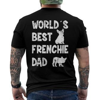 Mens Worlds Best Frenchie Dad French Bulldog Dog Lover Men's Back Print T-shirt | Mazezy