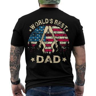 Mens Worlds Best Guitar Dad T 4Th Of July American Flag Men's T-shirt Back Print - Seseable
