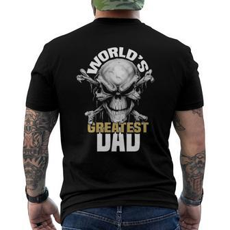 Mens Worlds Greatest Dad Skull Men's Back Print T-shirt | Mazezy