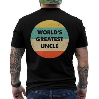 Worlds Greatest Uncle Family Member Men's Back Print T-shirt | Mazezy