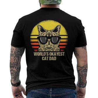 Mens Worlds Okayest Cat Dad Fathers Day Cat Daddy Men's Back Print T-shirt | Mazezy