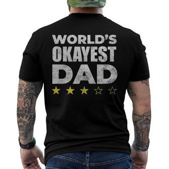 Worlds Okayest Dad Vintage Style Men's Back Print T-shirt | Mazezy
