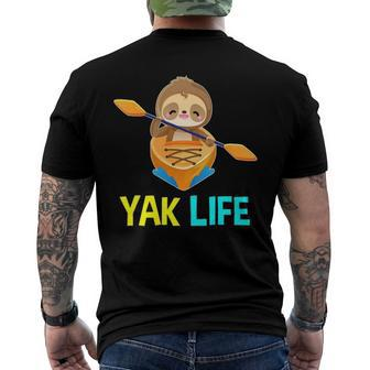 Yak Life Sloth Kayak Team Paddling Kayaking Men's Back Print T-shirt | Mazezy
