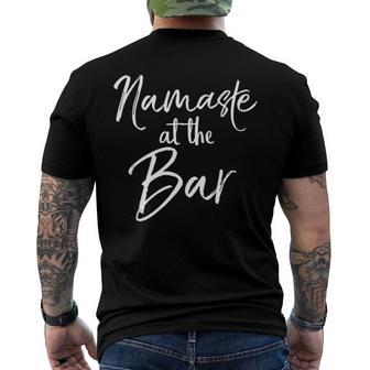 Yoga Pun Alcohol Drinking Cute Namaste At The Bar Men's Back Print T-shirt | Mazezy
