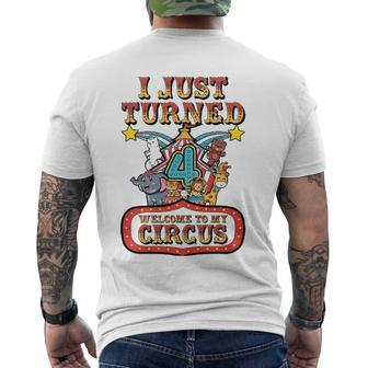 4Th Birthday Carnival Theme Welcome To My Circus Birthday Men's Back Print T-shirt | Mazezy