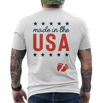 4Th Of July Baby Pregnancy Announcement Made In The Usa Men's Back Print T-shirt | Mazezy