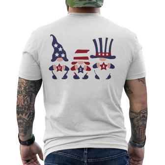 4Th Of July Patriotic Gnomes American Usa Flag Men's Back Print T-shirt | Mazezy