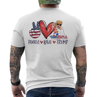 4Th Of July Peace Love Trump Merica Usa Flag Patriotic Men's Back Print T-shirt | Mazezy