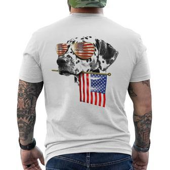 4Th Of July Fun American Flag Dalmatian Dog Lover Gift Men's Crewneck Short Sleeve Back Print T-shirt | Mazezy