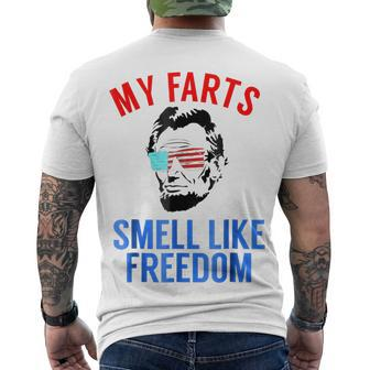 Abe Lincoln July 4Th My Farts Smell Like Freedom Men's T-shirt Back Print - Seseable