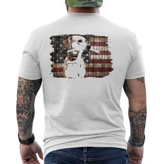 American Flag 4Th Of July Hunting Deer Men's Back Print T-shirt | Mazezy