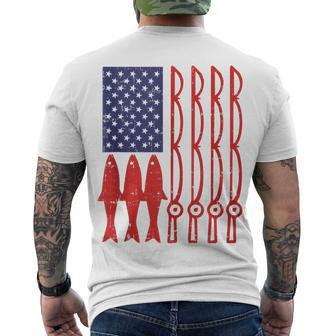 American Flag Fishing 4Th Of July Patriotic Dad Angler V2 Men's T-shirt Back Print - Seseable