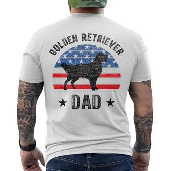 Mens American Flag Golden Retriever Dad 4Th Of July V2 Men's T-shirt Back Print - Seseable