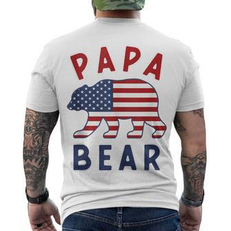 Mens American Flag Papa Bear 4Th Of July Usa Patriotic Dad Men's T-shirt Back Print - Seseable