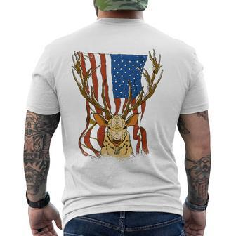 American Usa Patriotic Hunter Deer Men's Back Print T-shirt | Mazezy