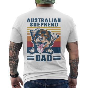 Mens Australian Shepherd Dad Father Retro Australian Shepherd Men's Back Print T-shirt | Mazezy