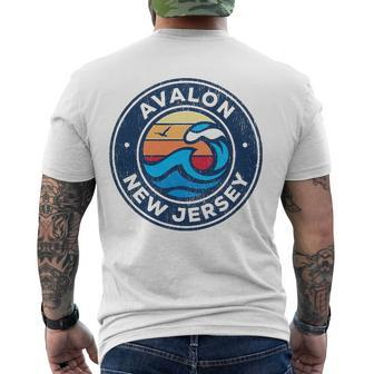 Avalon New Jersey Nj Vintage Nautical Waves Men's Back Print T-shirt | Mazezy