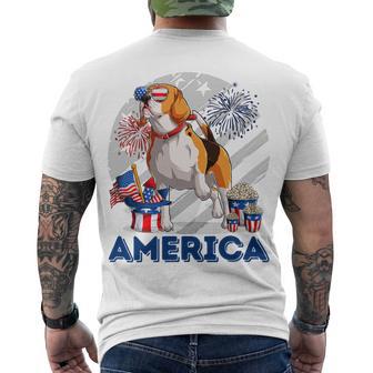 Beagle American Flag Sunglasses 708 Shirt Men's Crewneck Short Sleeve Back Print T-shirt | Favorety UK