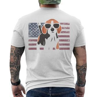 Beagle Dad American Flag 4Th Of July Patriotic Beagle Men's T-shirt Back Print - Seseable