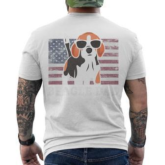 Mens Beagle Dad American Flag 4Th Of July Patriotic Beagle Men's T-shirt Back Print - Seseable