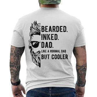 Bearded Inked Dad Like A Normal But Cooler Fathers Day Men's Back Print T-shirt | Mazezy