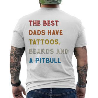 The Best Dads Have Tattoos Beards And Pitbull Vintage Retro Men's Back Print T-shirt | Mazezy