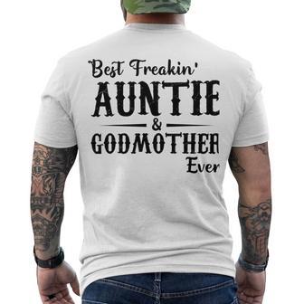 Best Freakin Auntie And Godmother Ever Men's Crewneck Short Sleeve Back Print T-shirt | Favorety CA