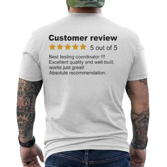 Best Testing Coordinator Review Job Profession Men's Back Print T-shirt | Mazezy