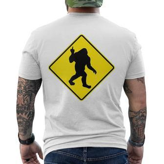 Bigfoot Sasquatch Crossing Middle Finger Novelty Men's Back Print T-shirt | Mazezy