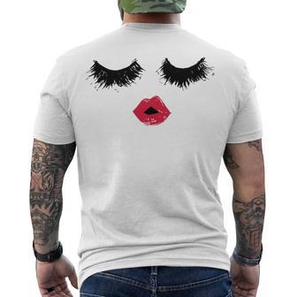 Black Eyelashes Red Lips Mother Day Gift Birthday Holiday Christmas Men's Crewneck Short Sleeve Back Print T-shirt | Favorety DE