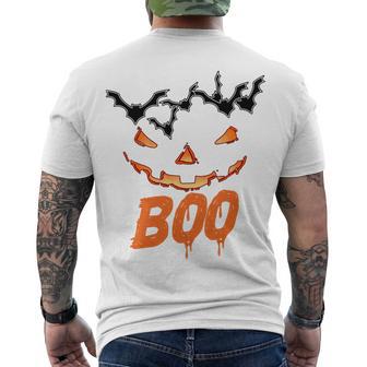 Boo Scary Pumpkin Face Men's Crewneck Short Sleeve Back Print T-shirt | Favorety