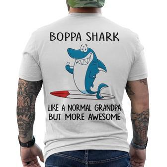Boppa Grandpa Boppa Shark Like A Normal Grandpa But More Awesome Men's T-Shirt Back Print - Seseable
