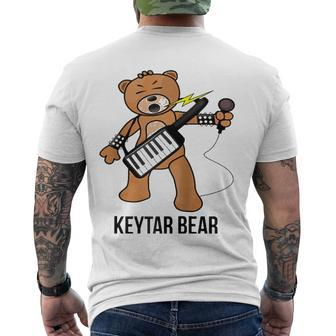 Boston Keytar Bear Street Performer Keyboard Playing Raglan Baseball Tee Men's Back Print T-shirt | Mazezy