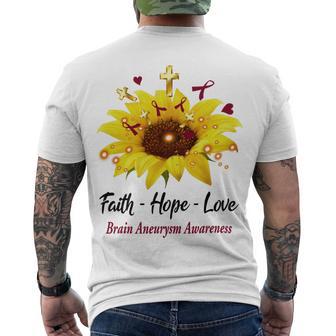 Brain Aneurysm Awareness Faith Hope Love Men's Crewneck Short Sleeve Back Print T-shirt | Favorety UK