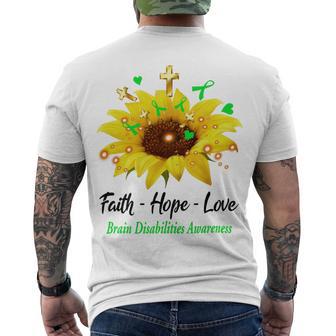 Brain Disabilities Awareness Faith Hope Love Men's Crewneck Short Sleeve Back Print T-shirt | Favorety UK