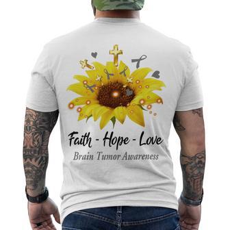 Brain Tumor Awareness Faith Hope Love Men's Crewneck Short Sleeve Back Print T-shirt | Favorety