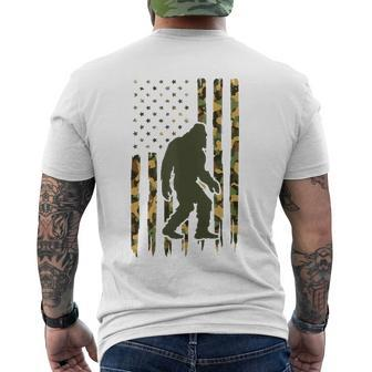 Camo Big Foot Sasquatch - Vintage Bigfoot American Flag Men's Back Print T-shirt | Mazezy
