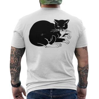 Cat Cut Cat Cat Lovers Black Cat Funny Cat Birthday Cat Gift Cat Danger Kitty V3 Men's Crewneck Short Sleeve Back Print T-shirt | Favorety AU