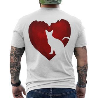 Cat Heart Shirt Cat Lovers Valentine Day Gifts For Couple Men's Crewneck Short Sleeve Back Print T-shirt | Favorety