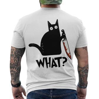 Cat What Murderous Black Cat With Knife Men's Crewneck Short Sleeve Back Print T-shirt | Favorety