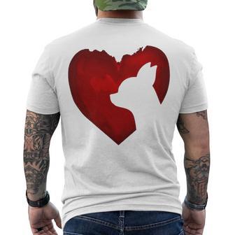 Chihuahua Shape With Red Heart Painting For Valentine Day Men's Crewneck Short Sleeve Back Print T-shirt | Favorety UK