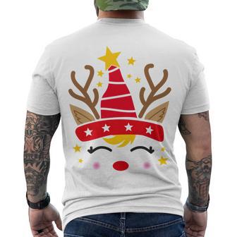 Christmas Unicorn Face Santicorn Cute V2 Men's Crewneck Short Sleeve Back Print T-shirt | Favorety AU