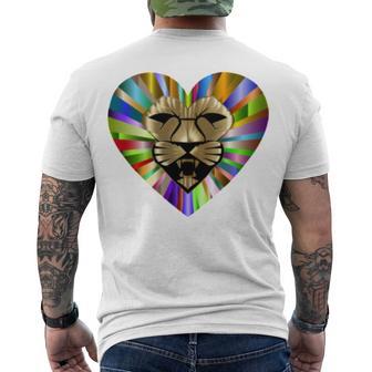 Colored Lion Heart Men's Crewneck Short Sleeve Back Print T-shirt | Favorety