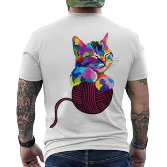 Cute Cat Gift For Kitten Lovers Colorful Art Kitty Adoption Men's Crewneck Short Sleeve Back Print T-shirt | Favorety AU