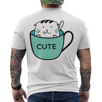 Cute Cat In Mug Men's Crewneck Short Sleeve Back Print T-shirt | Favorety