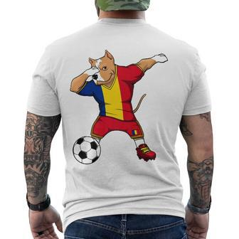 Dabbing Pitbull Romania Soccer Fans Jersey Romanian Football Men's Back Print T-shirt | Mazezy