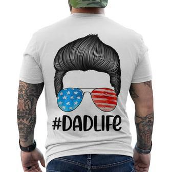 Dad Life Sunglasses American Flag Fathers Day 4Th Of July Men's T-shirt Back Print - Seseable