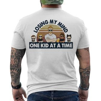Dad Losing My Mind One Kid At A Time  Men's Crewneck Short Sleeve Back Print T-shirt