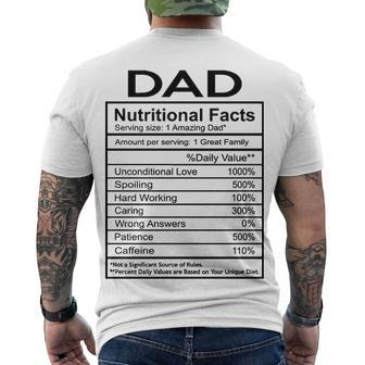 Dad Dad Nutritional Facts Men's T-Shirt Back Print - Seseable